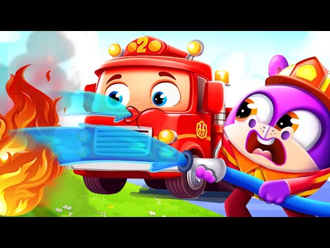 Firefighters Rescue Team🔥Driving In Fire Truck🚒 | Safety Song for Kids | Marshall Hoppi